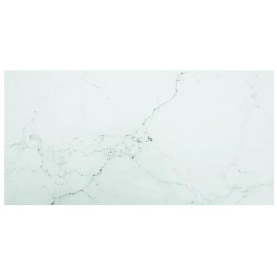 vidaXL Dessus de table Blanc 100x50 cm 6 mm Verre trempé design marbre