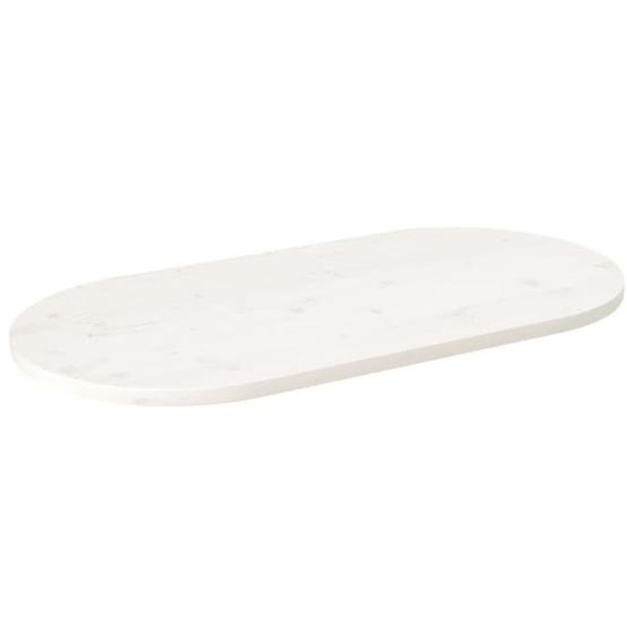 vidaXL Dessus de table blanc 100x50x2,5 cm bois de pin massif ovale 824361