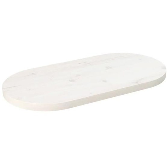vidaXL Dessus de table blanc 60x30x2,5 cm bois de pin massif ovale 824341