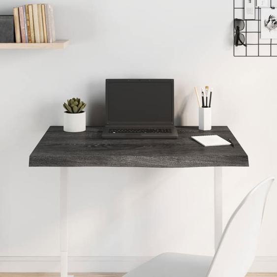 vidaXL Dessus de table marron foncé bois chêne massif traité 3156423