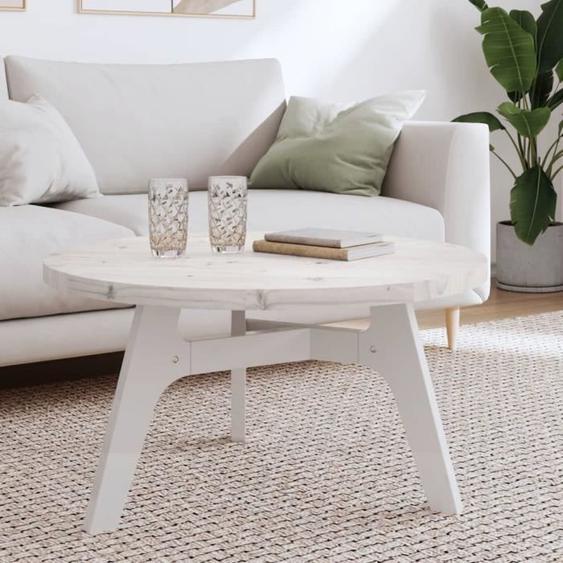 vidaXL Dessus de table rond blanc Ø80x3 cm bois de pin massif 833671