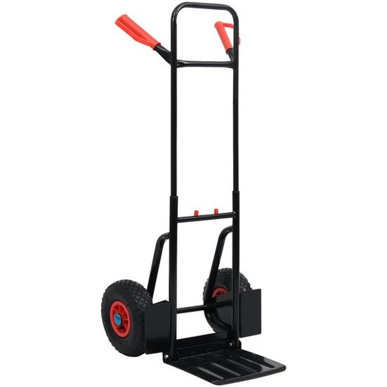 vidaXL Diable télescopique 200 kg noir et rouge
