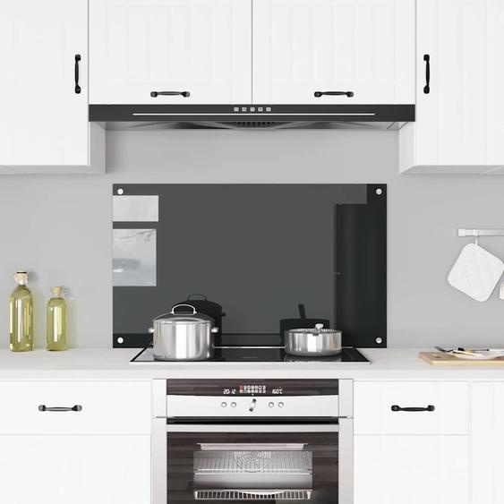 vidaXL Dos de cuisine noir 100x60 cm verre trempé