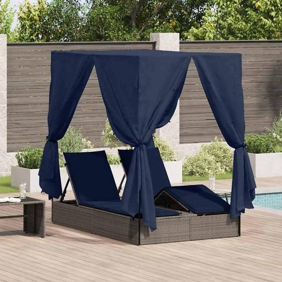 vidaXL Double chaise longue noire 205 x 129 x 200 cm Poly-rotin