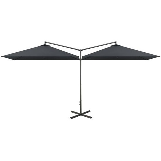 vidaXL Double parasol avec mât en acier 600x300 cm Anthracite