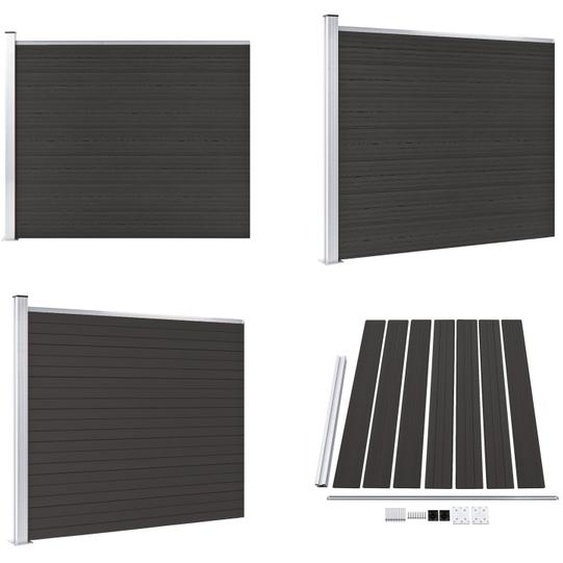 vidaXL élément de clôture WPC 175x146 cm noir - panneau de clôture - panneaux de clôture - clôture de jardin - clôtures de jardin
