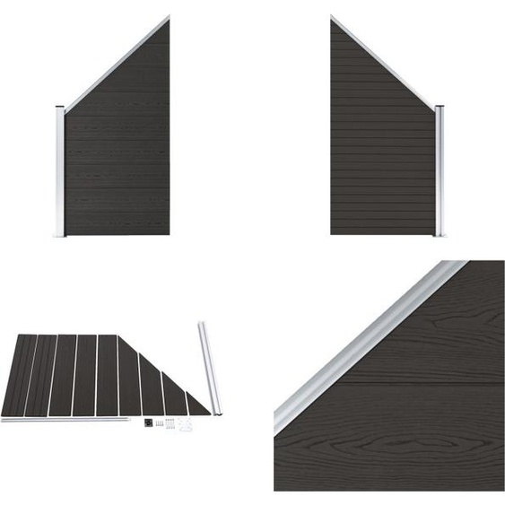 vidaXL élément de clôture WPC 95x(105 180) cm noir - Panneau de clôture - Panneaux de clôture - Élément de clôture - Éléments de clôture