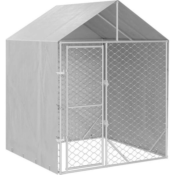 vidaXL Enclos extérieur pour chiens avec toit Argent 2x2x2,5 m Acier galvanisé