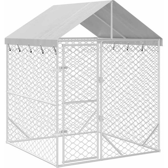 vidaXL Enclos extérieur pour chiens avec toit Argent 2x2x2,5 m Acier galvanisé