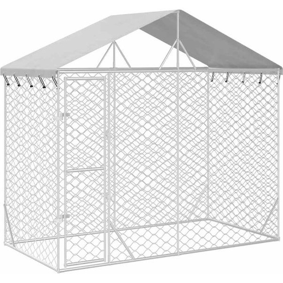 vidaXL Enclos extérieur pour chiens avec toit Argent 3x1,5x2,5m Acier galvanisé