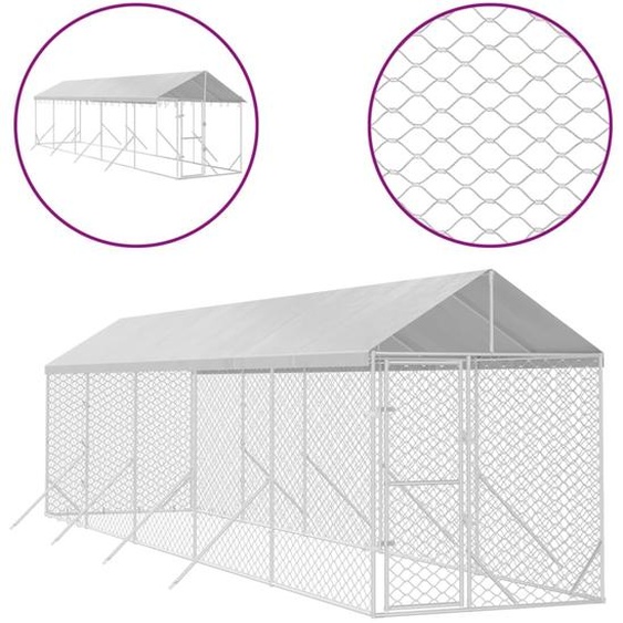 vidaXL Enclos extérieur pour chiens avec toit Argenté 2x10x2,5 m Acier galvanisé