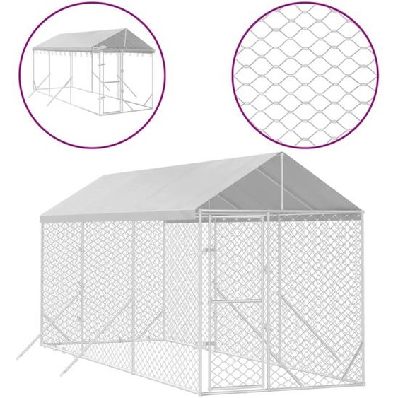 vidaXL Enclos extérieur pour chiens avec toit Argenté 2x6x2,5m Acier galvanisé
