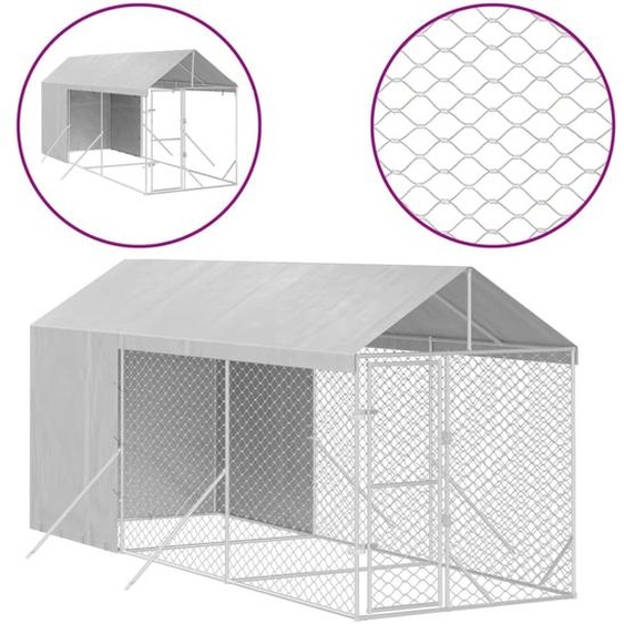 vidaXL Enclos extérieur pour chiens avec toit Argenté 2x6x2,5m Acier galvanisé