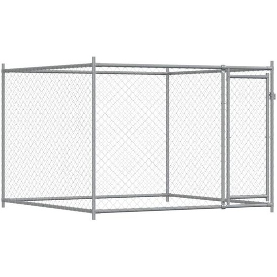 vidaXL Enclos pour chiens avec porte Gris 2x2x1,5 m Acier galvanisé