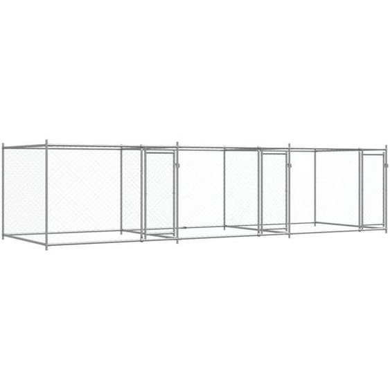 vidaXL Enclos pour chiens avec portes Gris 6x2x1,5 m Acier galvanisé