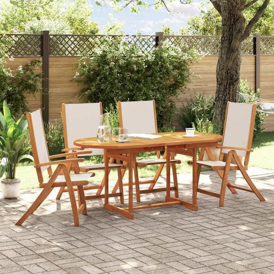 vidaXL Ensemble à manger de jardin 5pcs bois dacacia solide textilène ensemble à manger dextérieur meuble de salle à 3279294