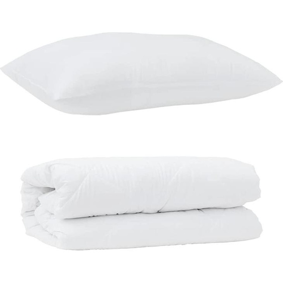 vidaXL Ensemble couette et oreiller 2 pcs blanc microfibre