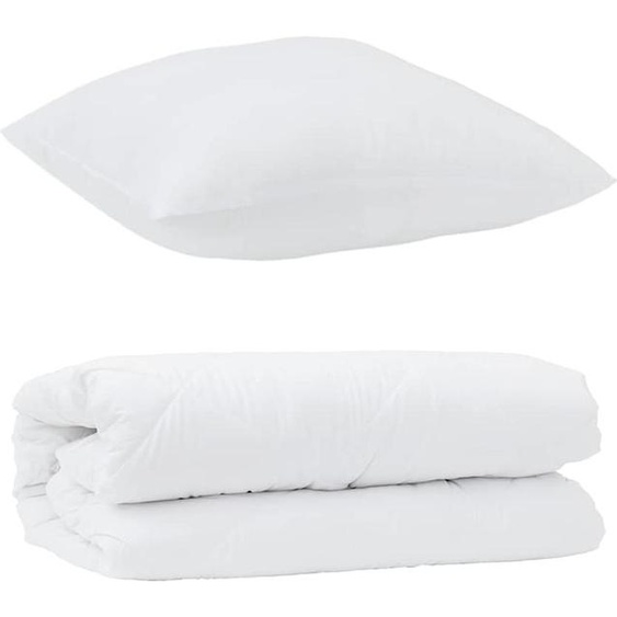 vidaXL Ensemble couette et oreiller 2 pcs blanc microfibre