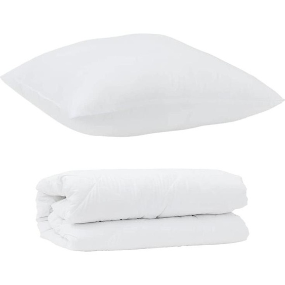 vidaXL Ensemble couette et oreiller 2 pcs blanc microfibre
