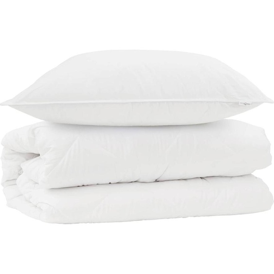 vidaXL Ensemble couette et oreiller 2 pcs blanc microfibre