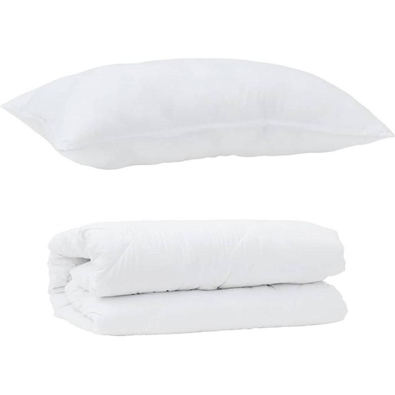 vidaXL Ensemble couette et oreiller 2 pcs blanc microfibre
