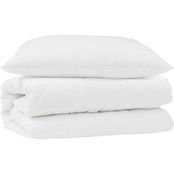 vidaXL Ensemble couette et oreiller 2 pcs blanc microfibre