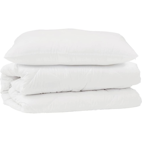 vidaXL Ensemble couette et oreiller 2 pcs blanc microfibre