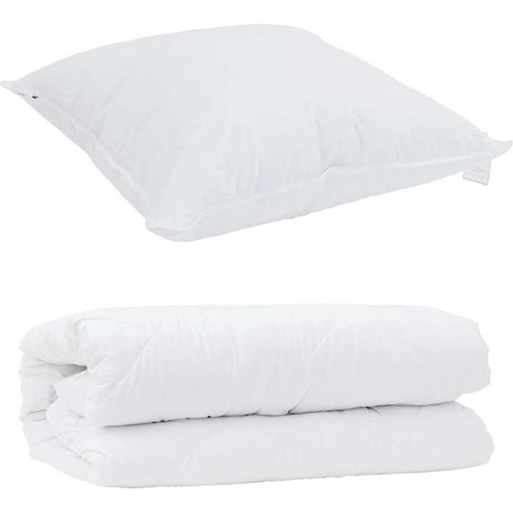 vidaXL Ensemble couette et oreiller 2 pcs blanc microfibre