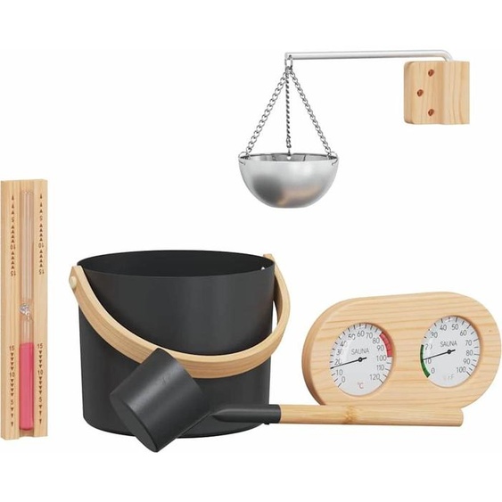 vidaXL, ensemble daccessoires pour sauna, 5 pièces, noir