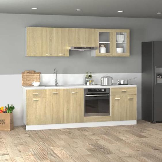 vidaXL Ensemble darmoires cuisine 8pcs chêne sonoma bois dingénierie, placard de cuisine, unité de rangement de cuisine, 3307656