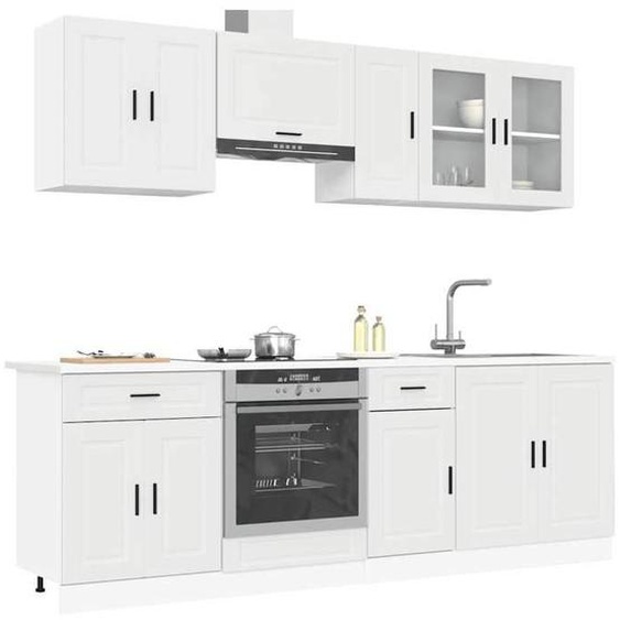 vidaXL Ensemble darmoires cuisine 8pcs Kalmar blanc bois dingénierie, ensemble darmoires, étagère de rangement, placard, 3314841