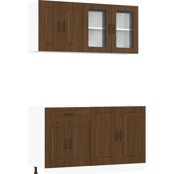 vidaXL Ensemble darmoires de cuisine 4 pièces Kalmar brun imitation chêne Matériau dérivé du bois