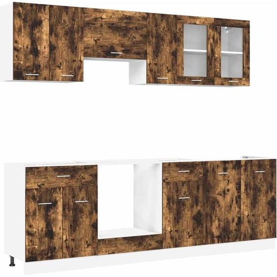 vidaXL Ensemble darmoires de cuisine avec porte Lyon 8 pcs chêne fumé bois composite