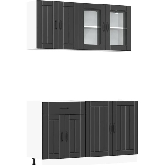 vidaXL Ensemble darmoires de cuisine Lucca 4 pièces noir bois composite