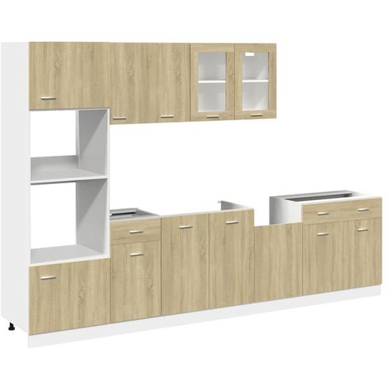 vidaXL Ensemble darmoires de cuisine Lyon 7 pièces chêne Sonoma matériau dérivé du bois