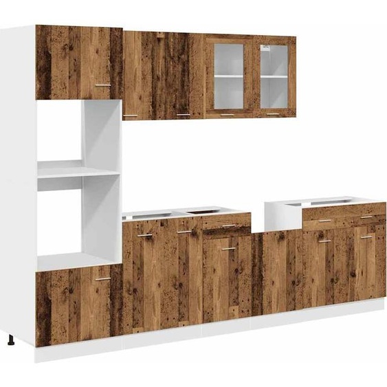 vidaXL Ensemble darmoires de cuisine Lyon 7 pièces imitation vieux bois Matériau dérivé du bois