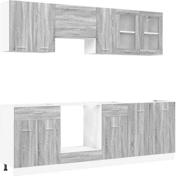 vidaXL Ensemble darmoires de cuisine Lyon 8 pcs gris Sonoma bois composite