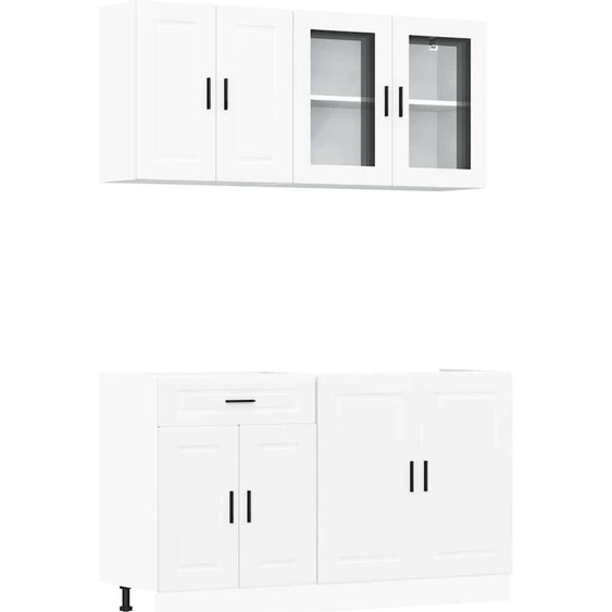 vidaXL Ensemble darmoires de cuisine Porto 4 pièces blanc bois composite