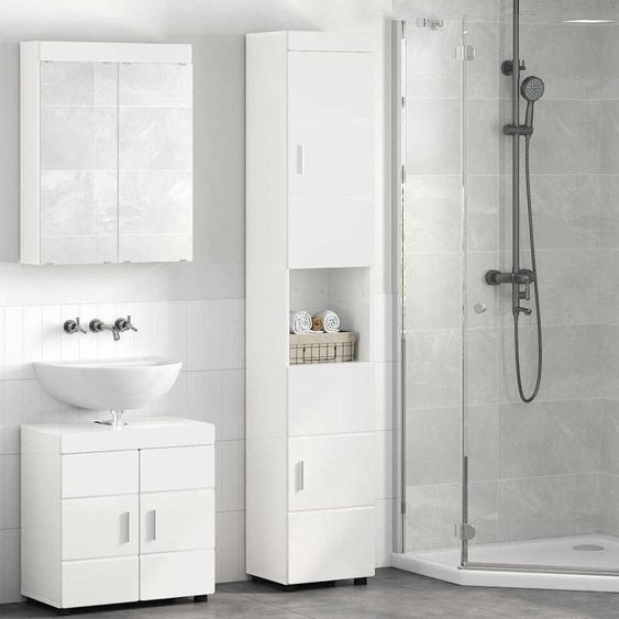 vidaXL Ensemble darmoires de salle de bains TULUM blanc brillant 37 x 31,5 x 203 cm