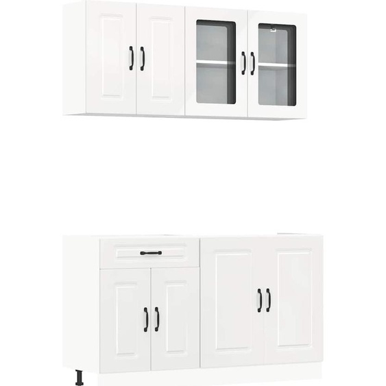 vidaXL Ensemble de 4 armoires de cuisine Kalmar blanc brillant Matériau dérivé du bois