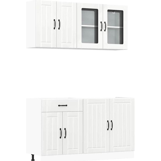 vidaXL Ensemble de 4 armoires de cuisine Lucca blanc brillant Matériau dérivé du bois
