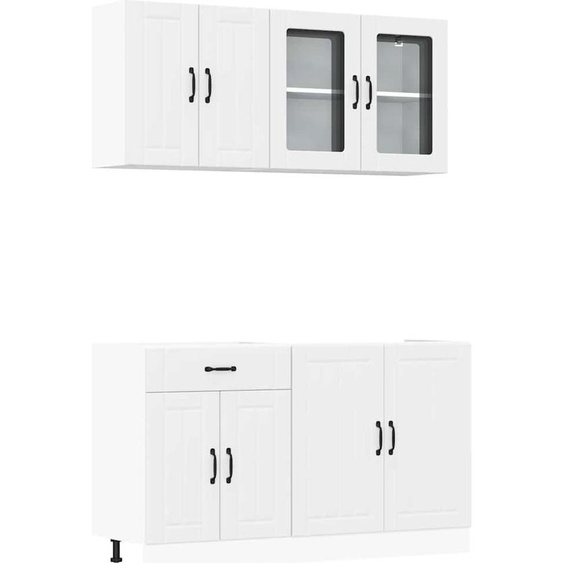 vidaXL Ensemble de 4 armoires de cuisine Lucca Blanc Matériau dérivé du bois