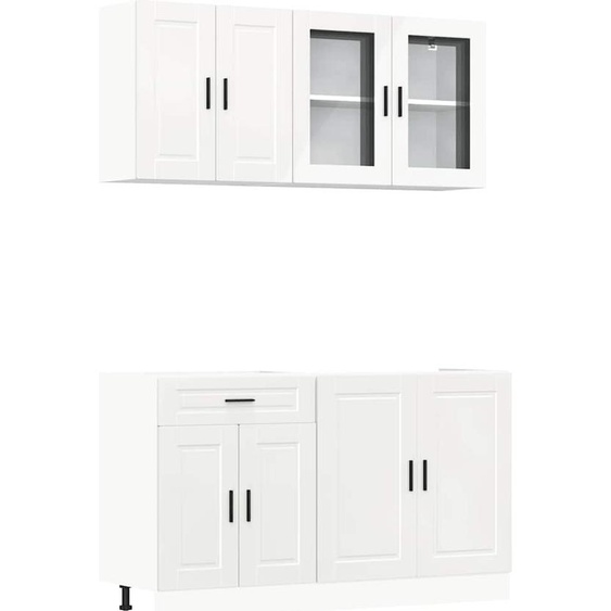 vidaXL Ensemble de 4 armoires de cuisine Porto blanc brillant Matériau dérivé du bois