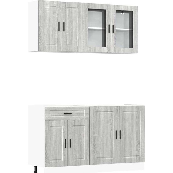 vidaXL Ensemble de 4 armoires de cuisine Porto Gris Sonoma Matériau dérivé du bois