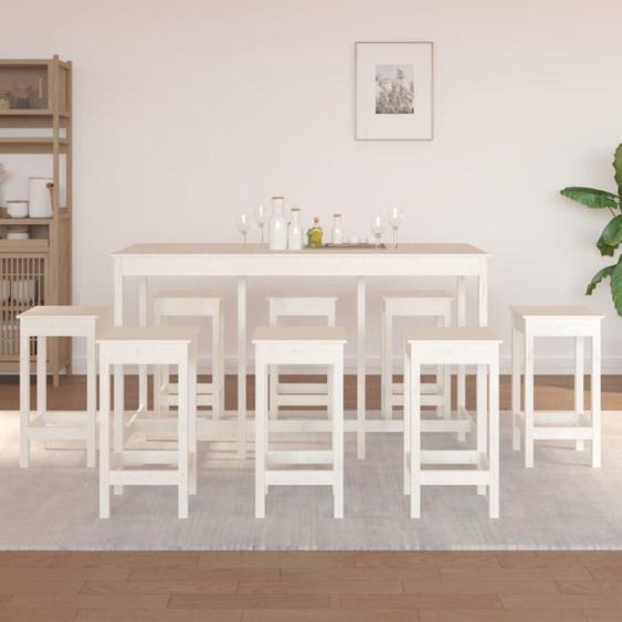 vidaXL Ensemble de Bar 9 pcs Ensemble de Meubles de Bistro Meubles de Salle à Manger Cuisine Mobilier de Pub Intérieur Blanc