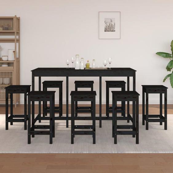 vidaXL Ensemble de Bar 9 pcs Ensemble de Meubles de Bistro Meubles de Salle à Manger Cuisine Mobilier de Pub Intérieur Noir 3124721