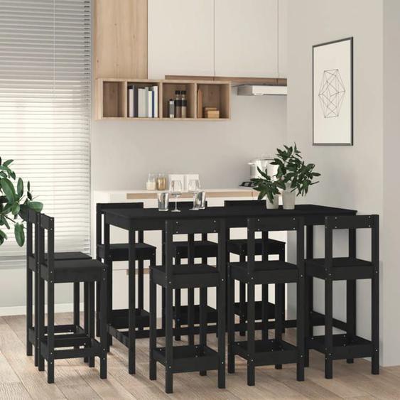 vidaXL Ensemble de Bar 9 pcs Ensemble de Meubles de Bistro Meubles de Salle à Manger Cuisine Mobilier de Pub Intérieur Noir 3124726