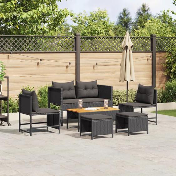 vidaXL Ensemble de Canapé dExtérieur - Noir Rotin Bois Moyen Durable 4104700