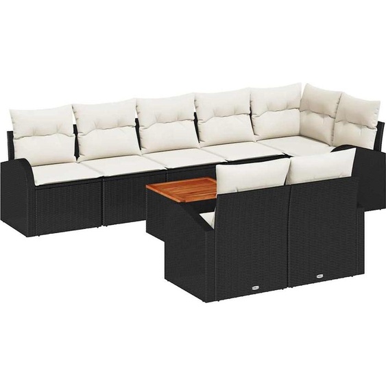 vidaXL Ensemble de canapés de jardin 9 pcs noir et blanc