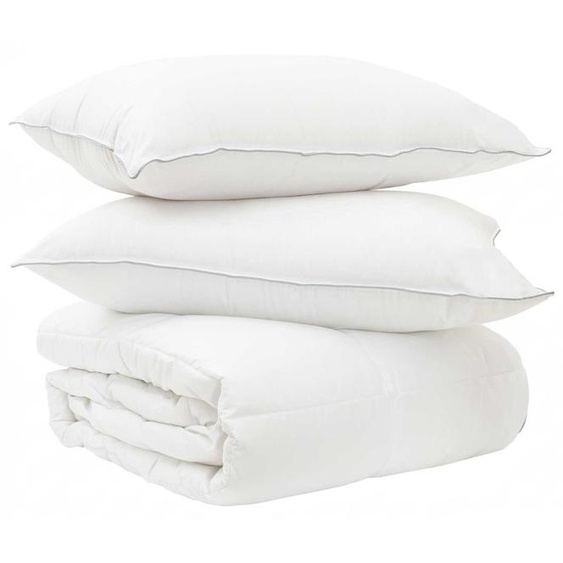 vidaXL Ensemble de couette et de taies doreiller, 3 pièces, 140 x 220 cm, blanc, pour lhiver